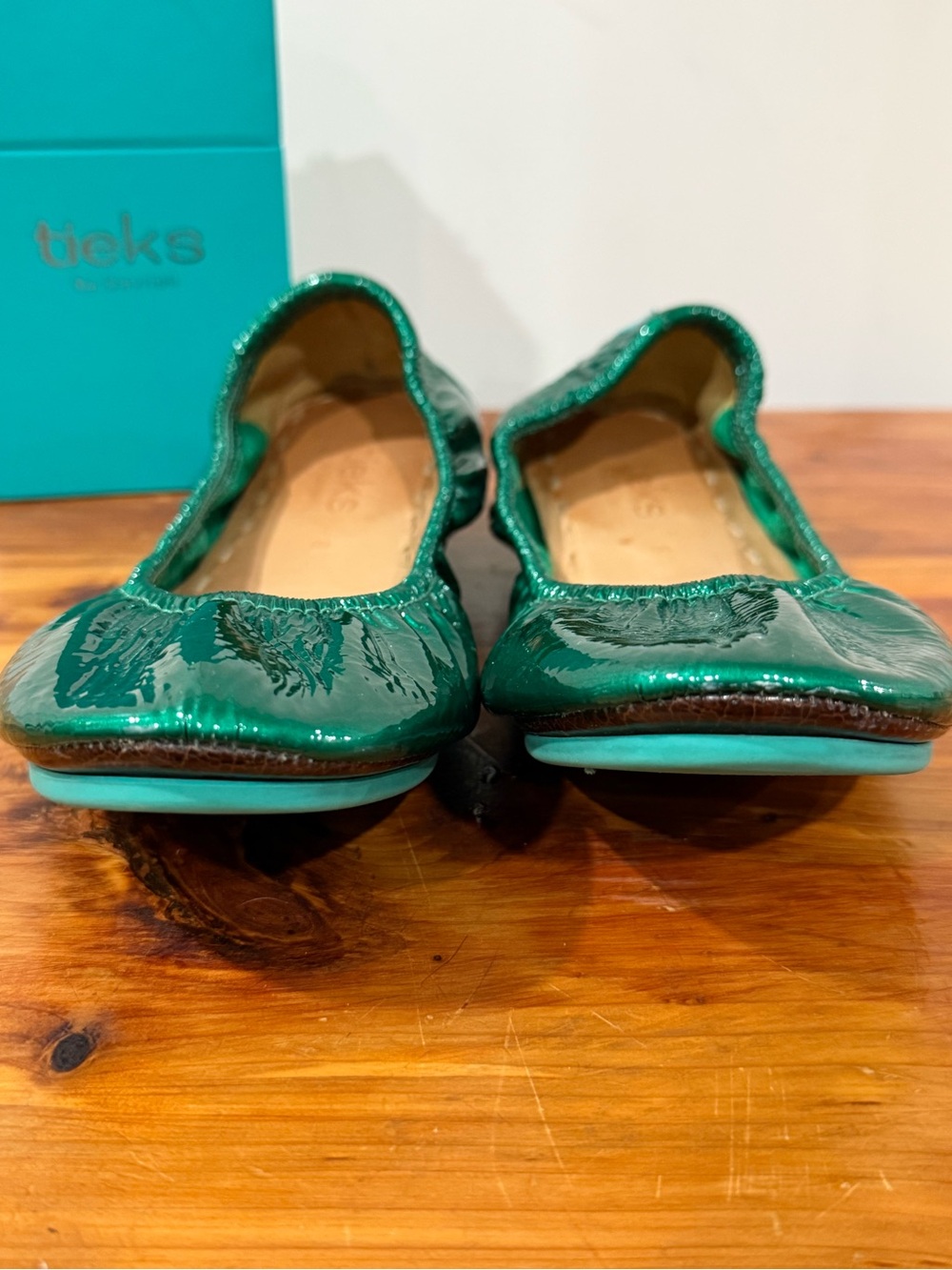 Tieks Emerald Green Patent Leather Ballet Flats - Picture 3 of 8